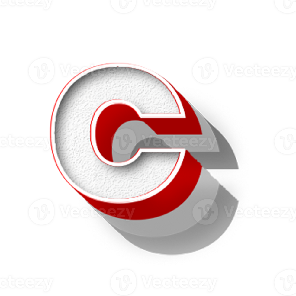 The letter c is made of red and white paper png