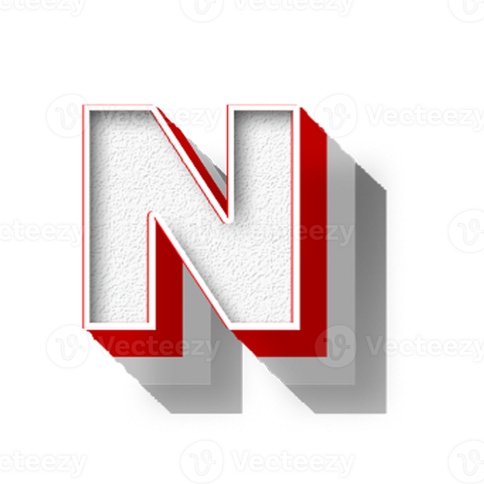 The letter n in red and white on a black background png