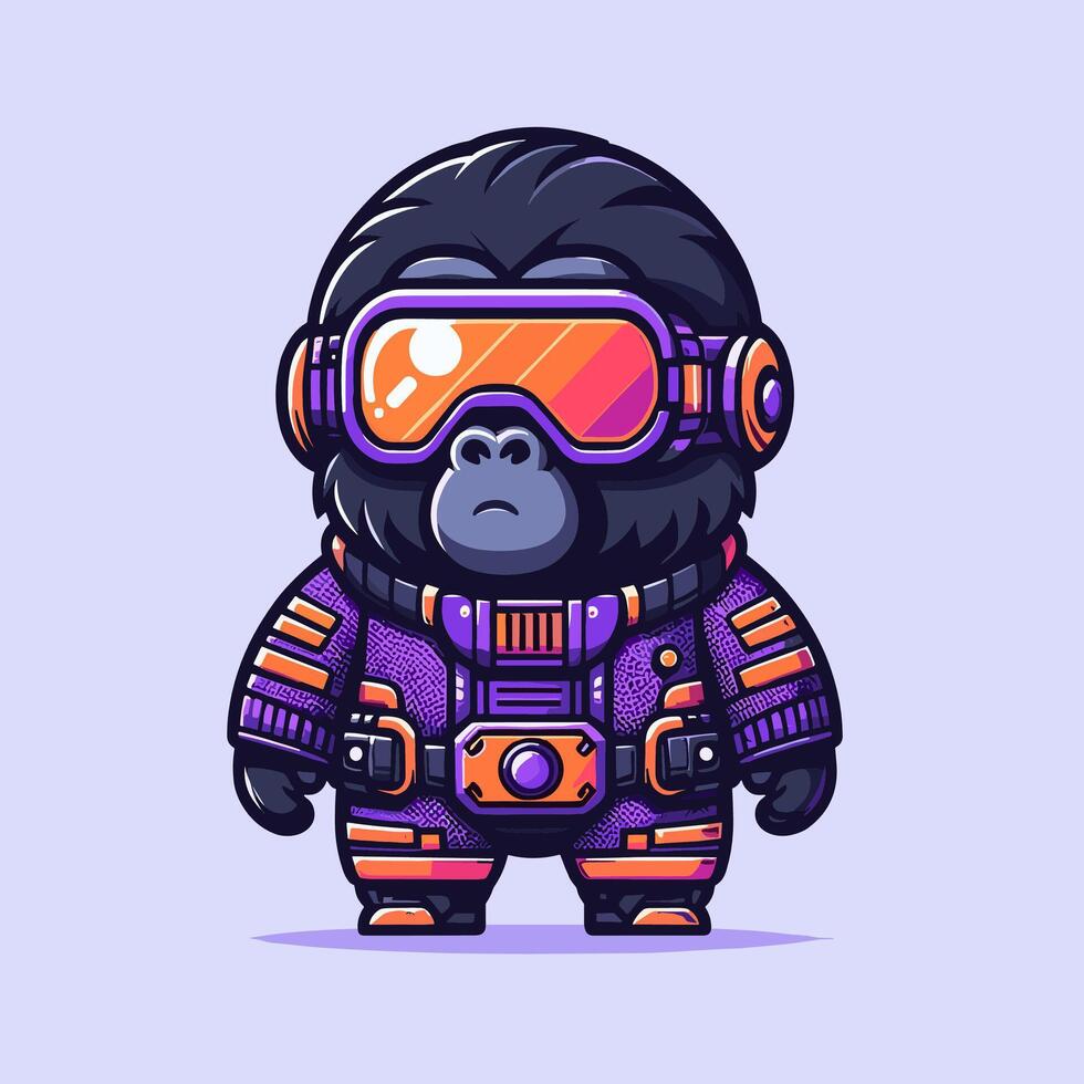 Futuristic Gorilla Chibi 2d character illustration 5 vector