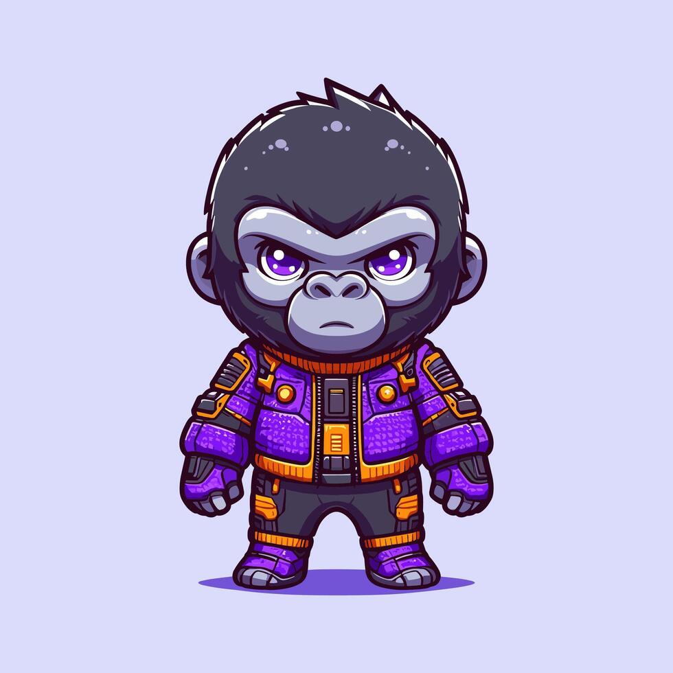 Futuristic Gorilla Chibi 2d character illustration 7 vector
