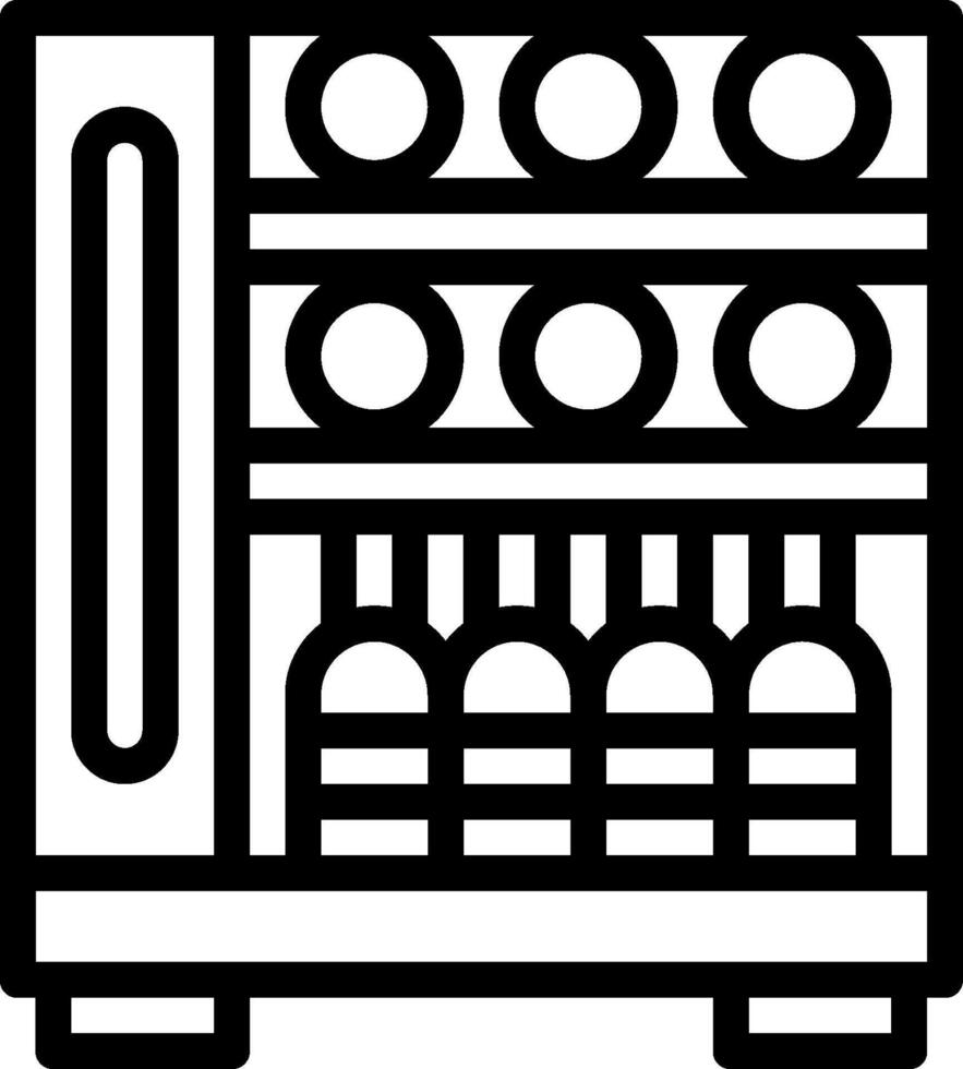 A black and white icon of a refrigerator vector