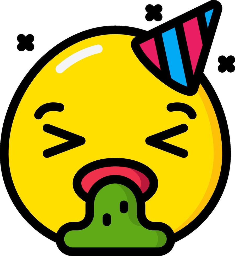 A cartoon emoticion with a party hat on vector