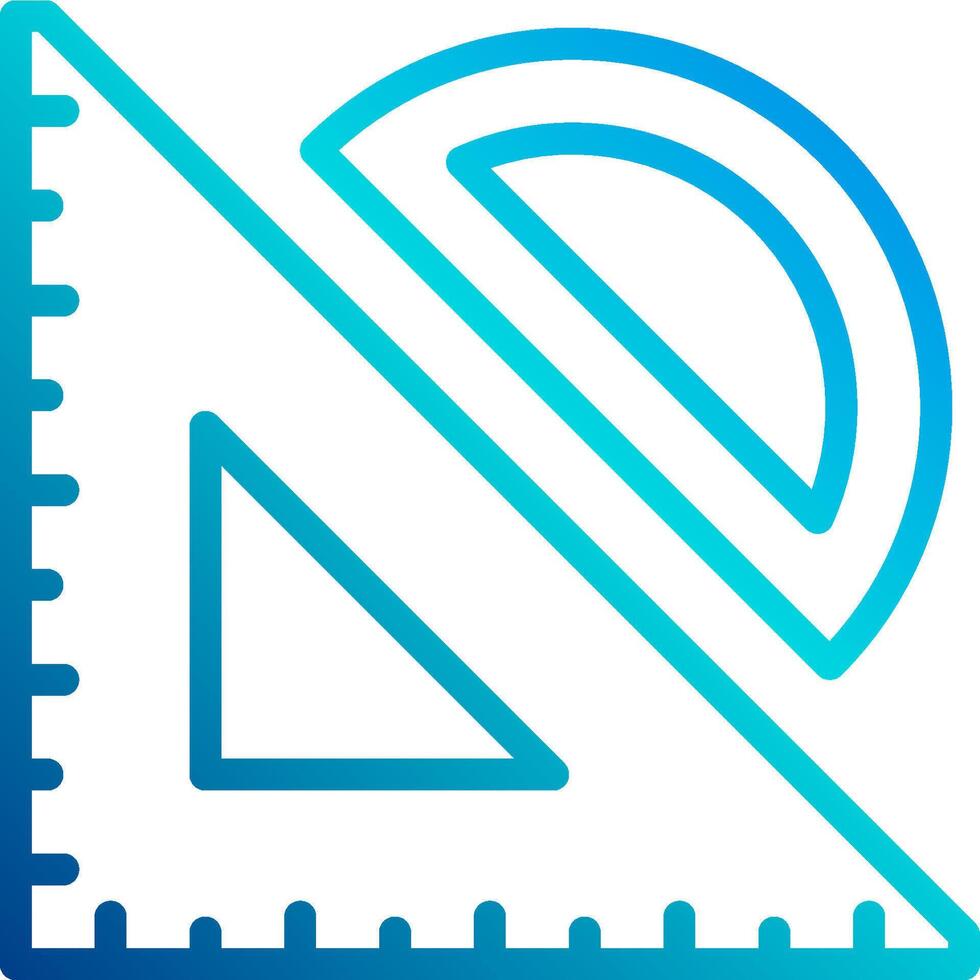 A blue and white icon with a ruler and a triangle vector