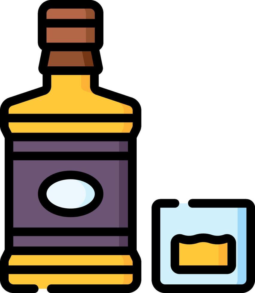 A bottle of whiskey and a glass vector