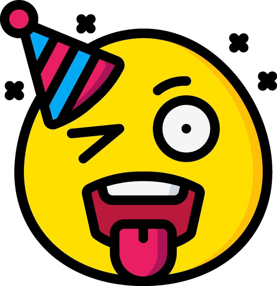 A cartoon emoticion with a party hat on vector