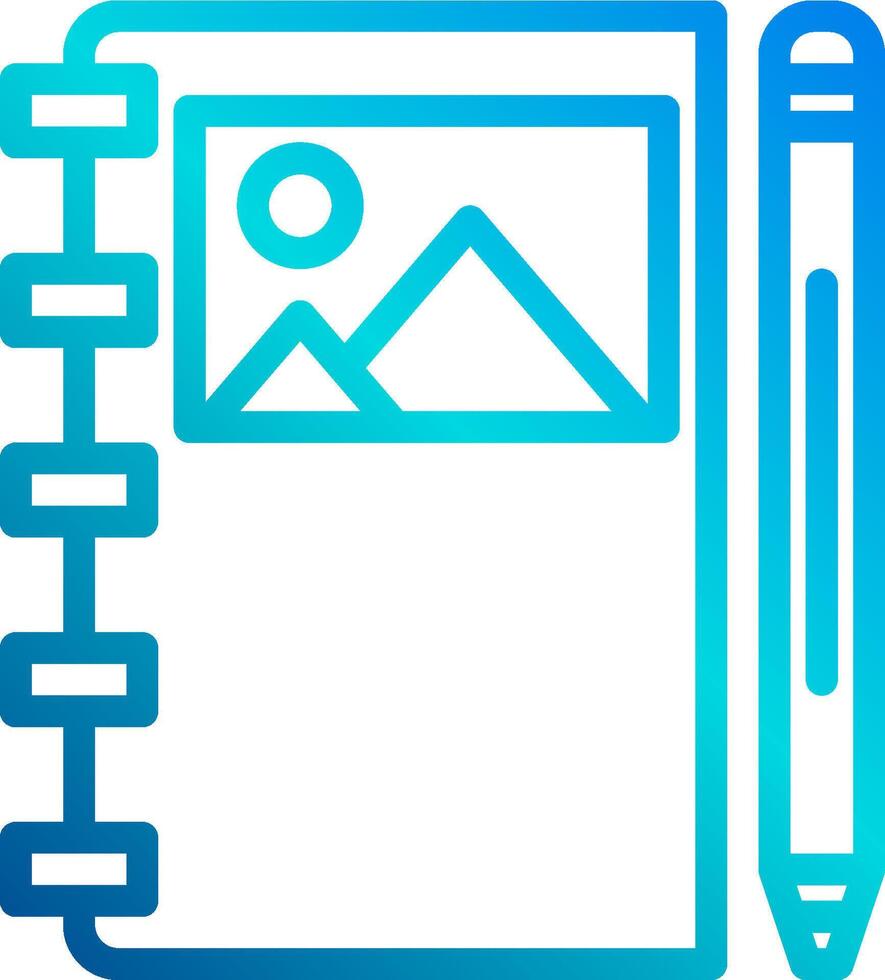 A notebook and pen icon with a blue background vector