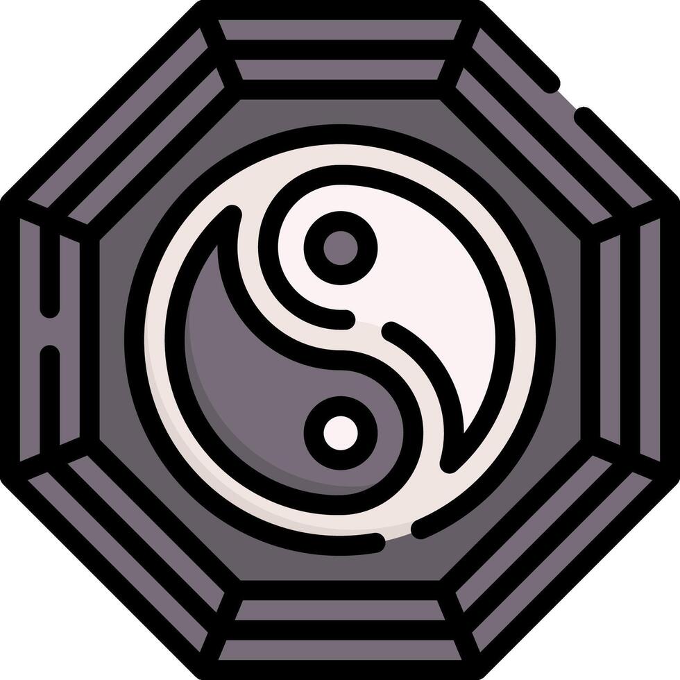 Yin yang symbol in a hexagon vector