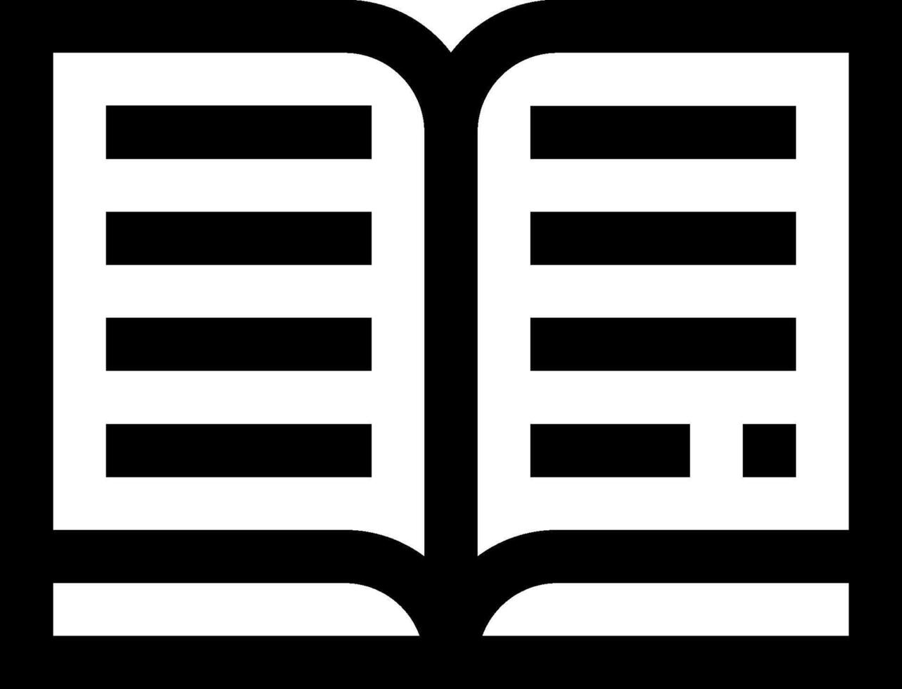 A black and white open book icon vector