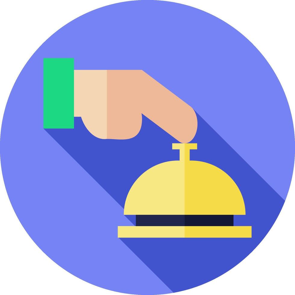 A hand is holding a bell on a flat icon vector
