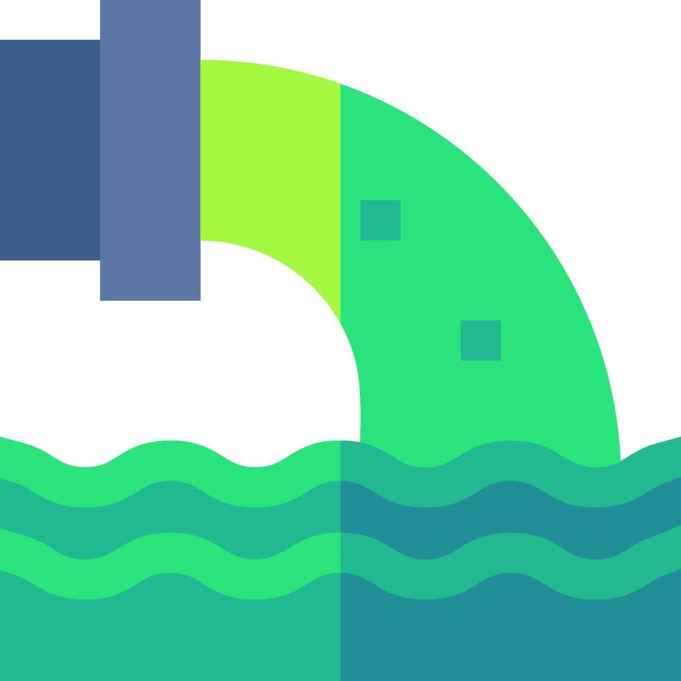 A green and blue pipe with water coming out of it vector