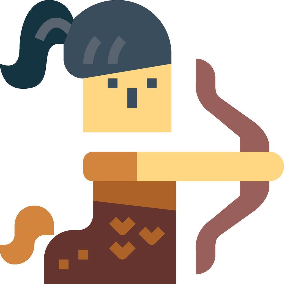 A cartoon woman with a bow and arrow vector