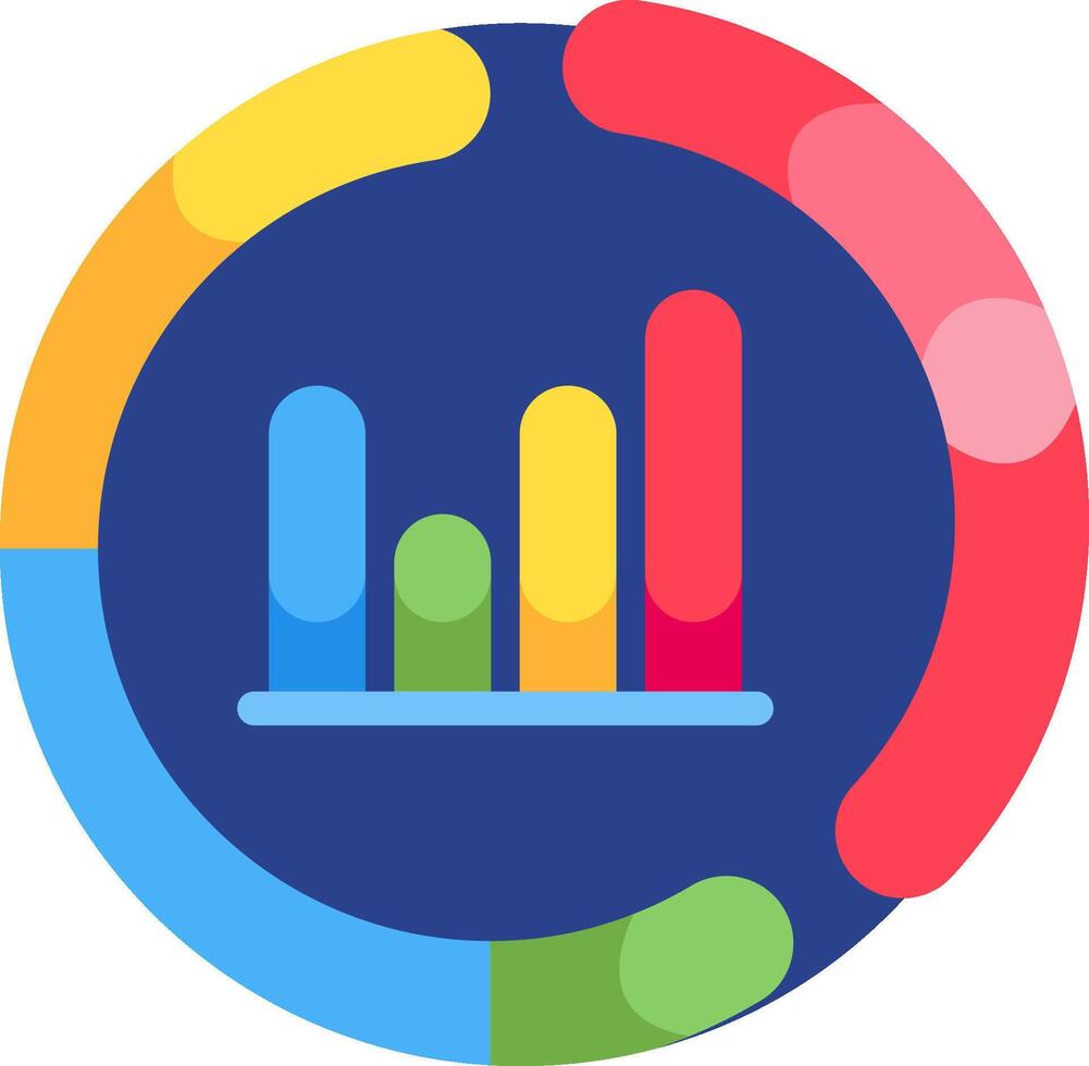 A colorful bar chart with a circle around it vector