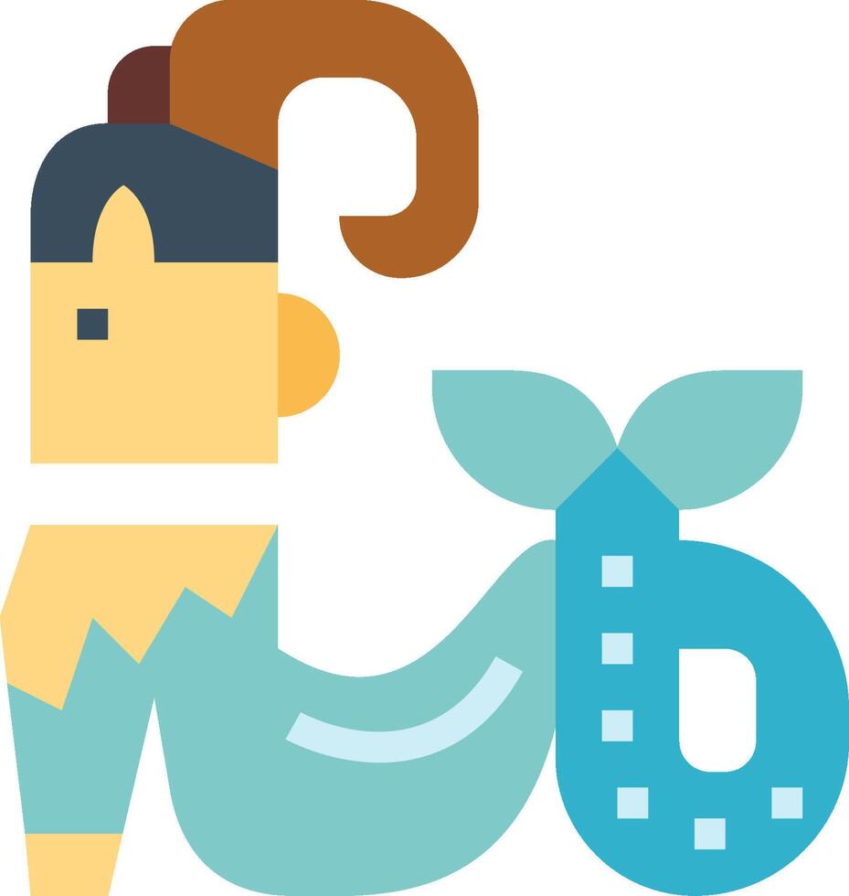 A cartoon mermaid with a tail and a tail vector