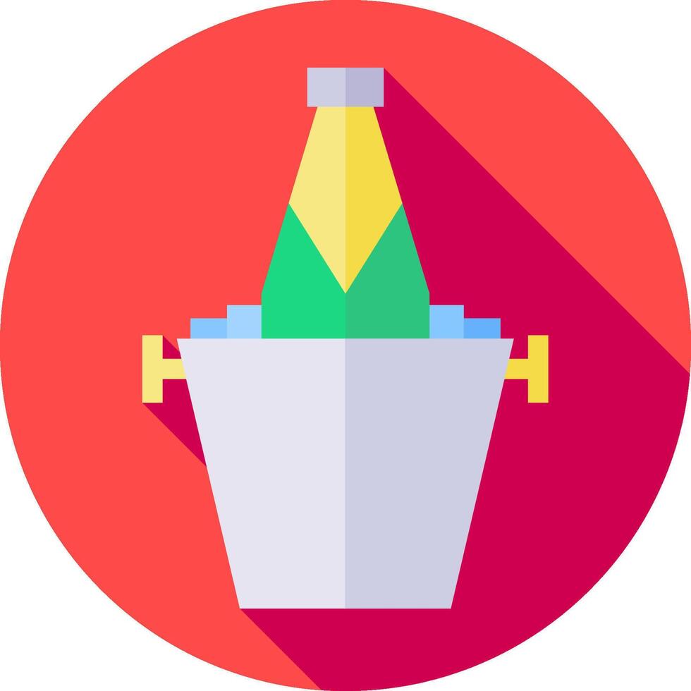 A flat icon of a bottle of champagne in an ice bucket vector