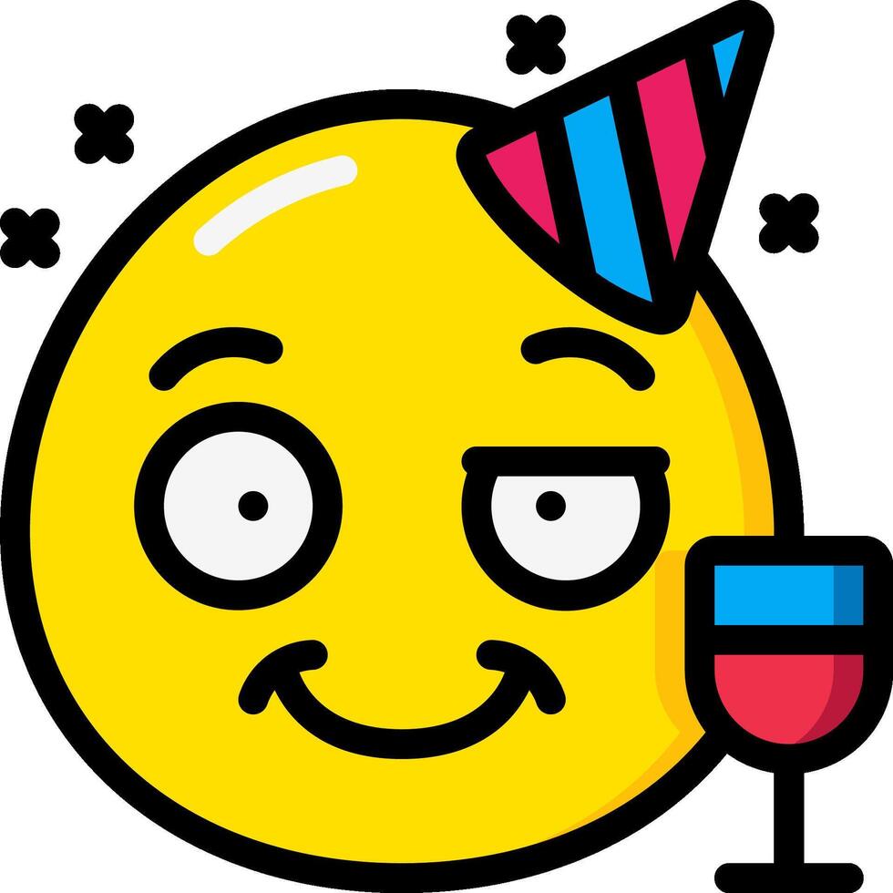 Happy birthday emoji with wine glass illustration vector