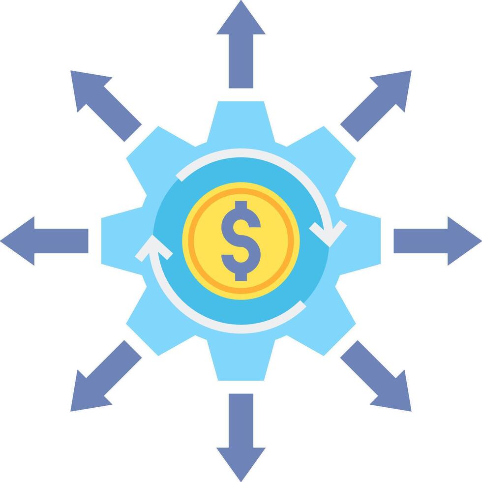 A dollar sign surrounded by arrows and arrows vector