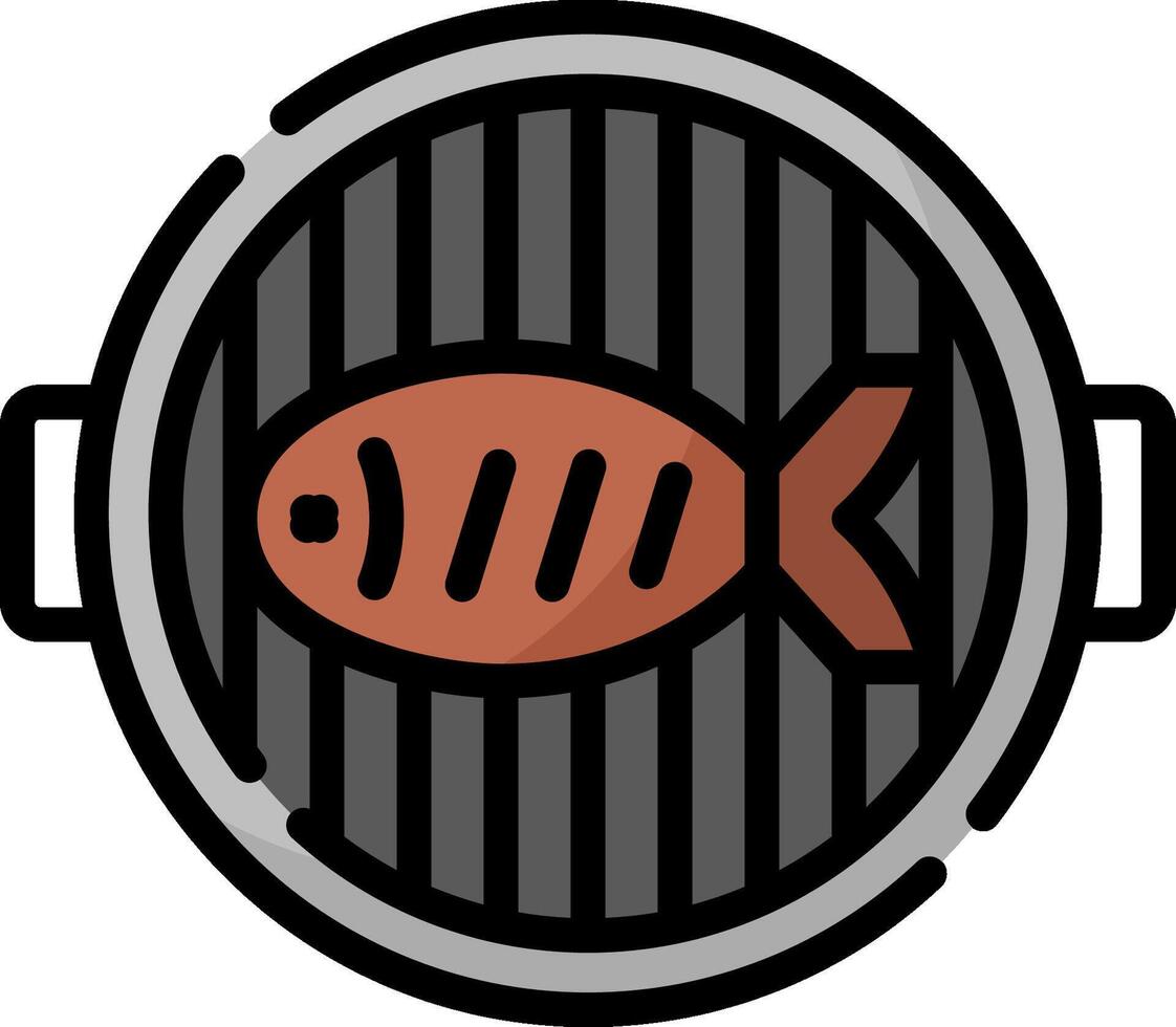 Grill icon with a fish on it vector