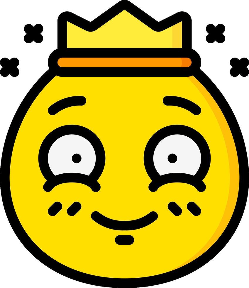 A cartoon smiley face with a crown on it vector
