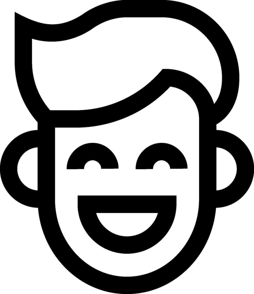 A black and white smiling face with a hair cut vector