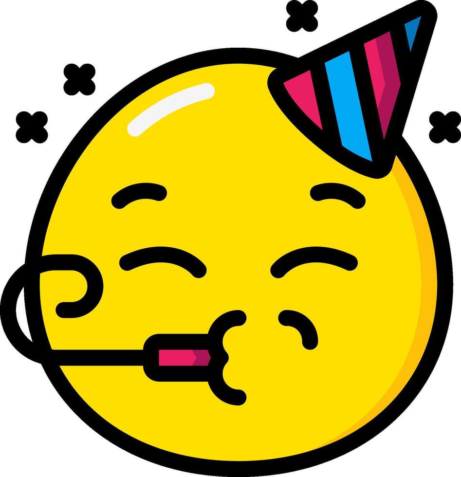 A cartoon yellow emoticion with a party hat on vector