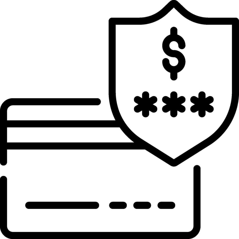 Credit card icon with shield and dollar sign vector