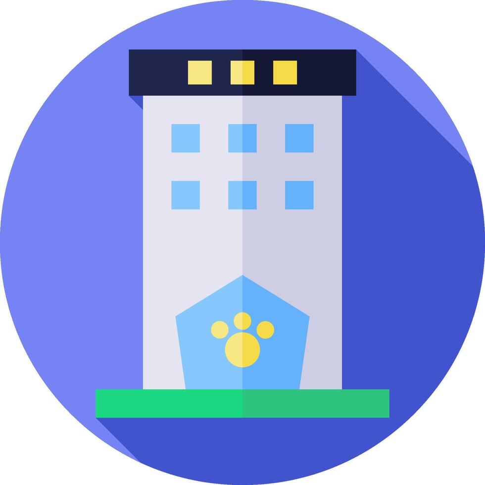 A flat icon of a building with a dog's paw vector