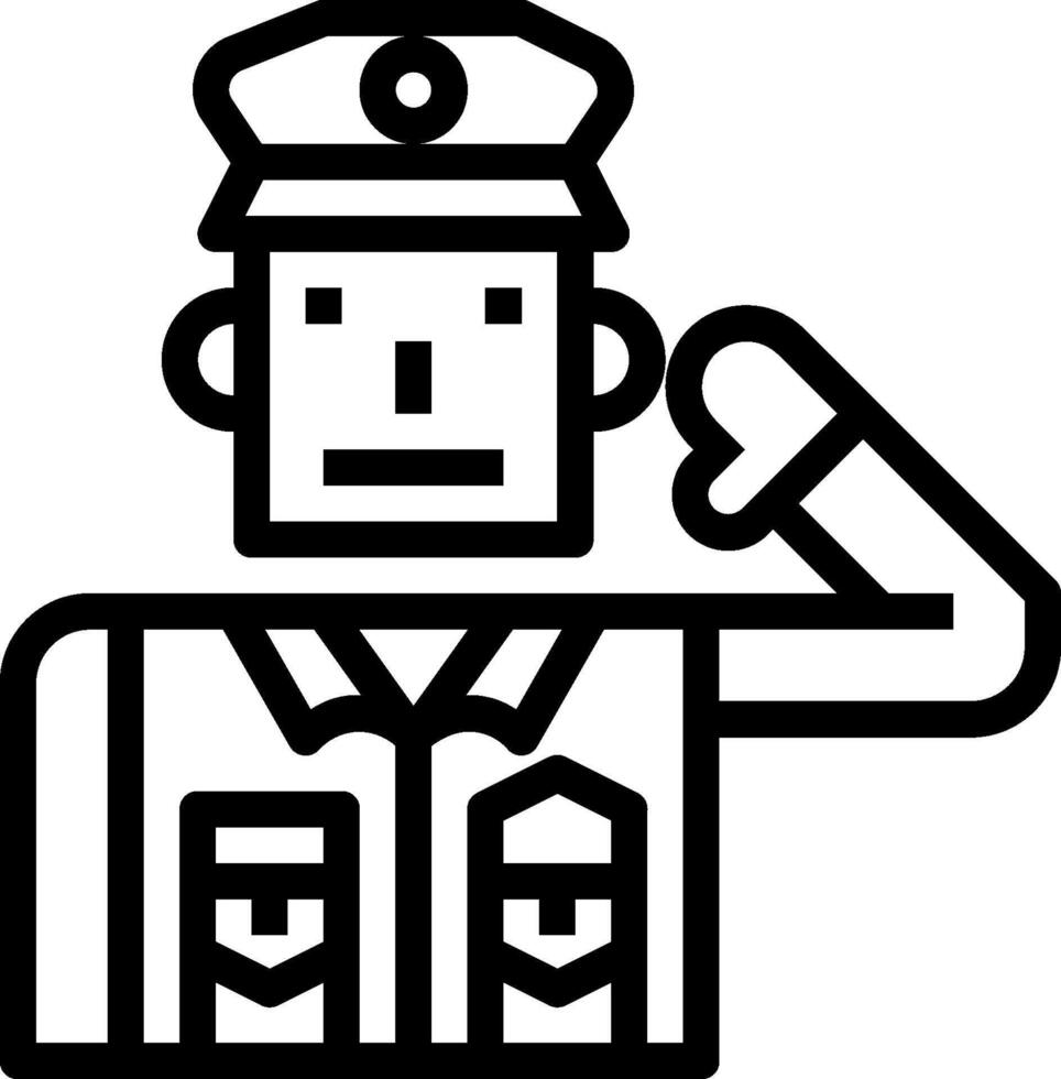 A black and white illustration of a man in uniform vector