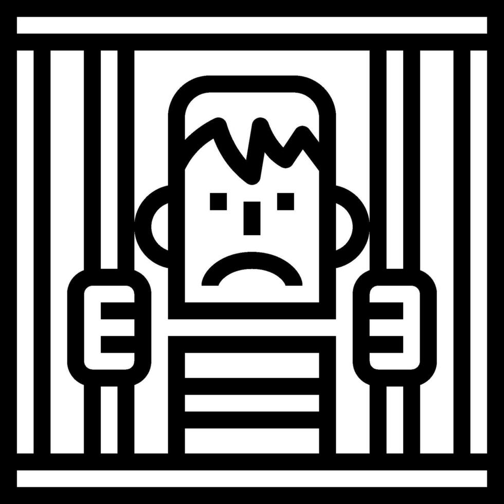 A black and white illustration of a man in jail vector