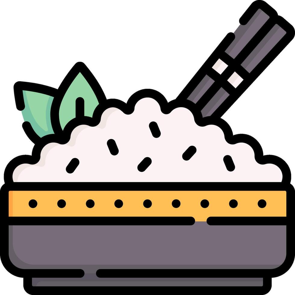 Rice bowl with chopsticks icon vector