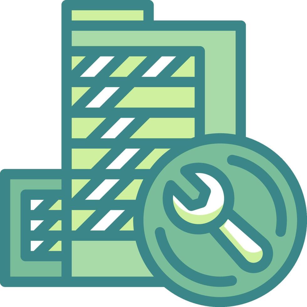 A green and white icon of a wrench and a file vector