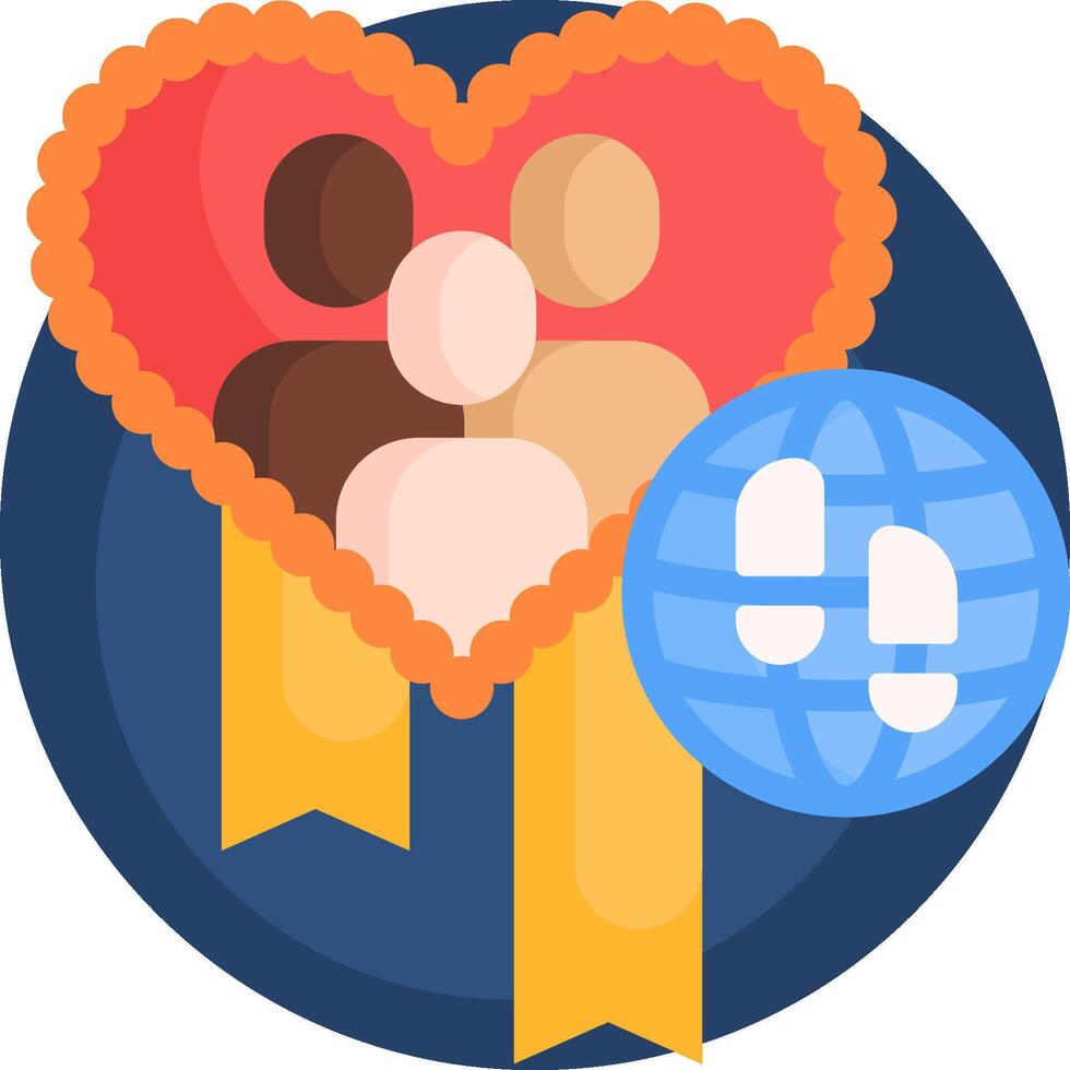 A heart with people and a globe vector