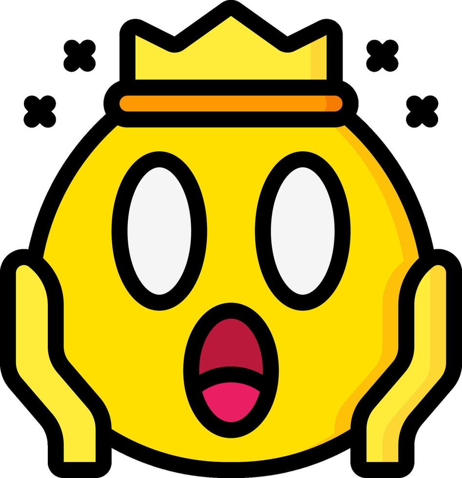 A yellow emoticor with a crown on its head vector
