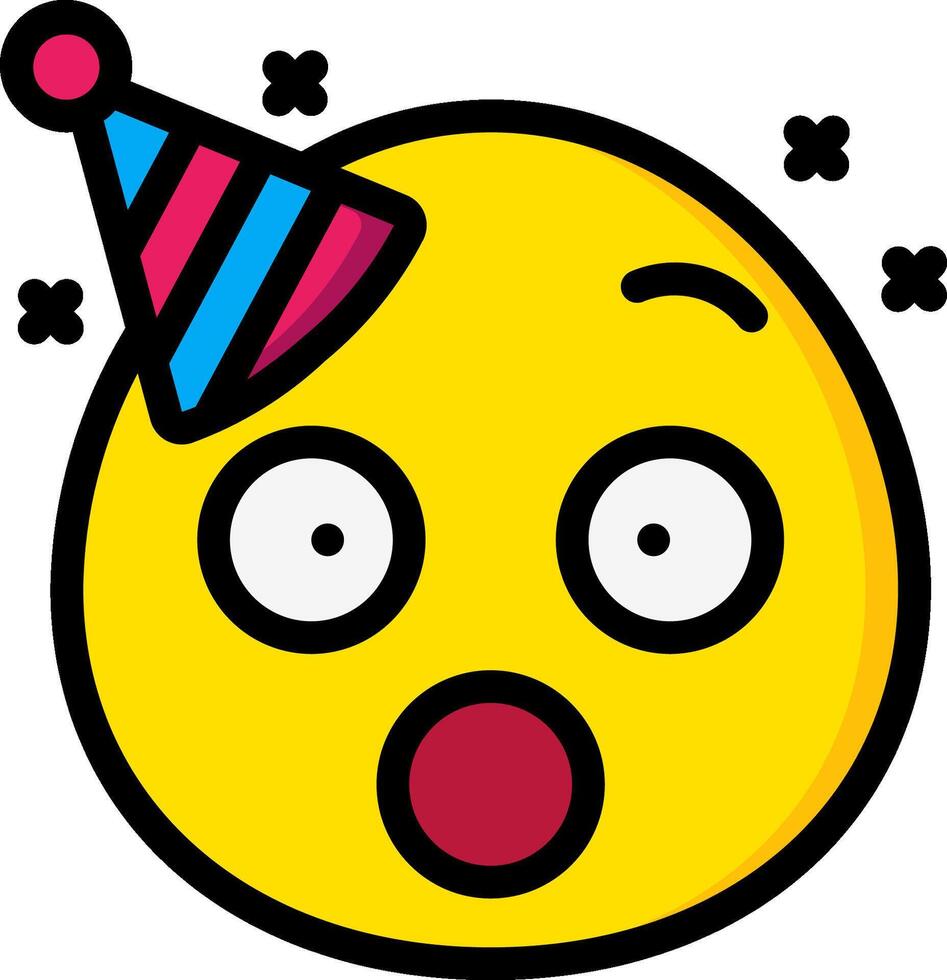 A cartoon yellow emoticion with a party hat on vector