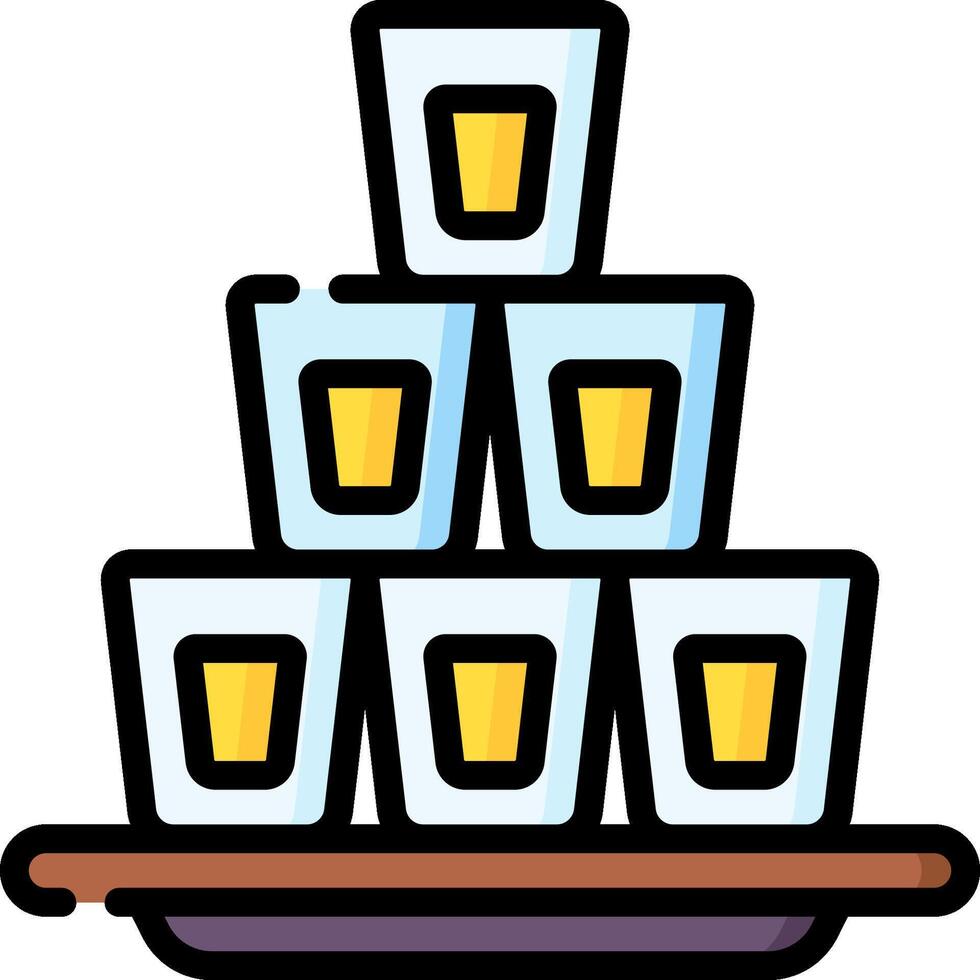 A stack of glasses with a tray on top vector