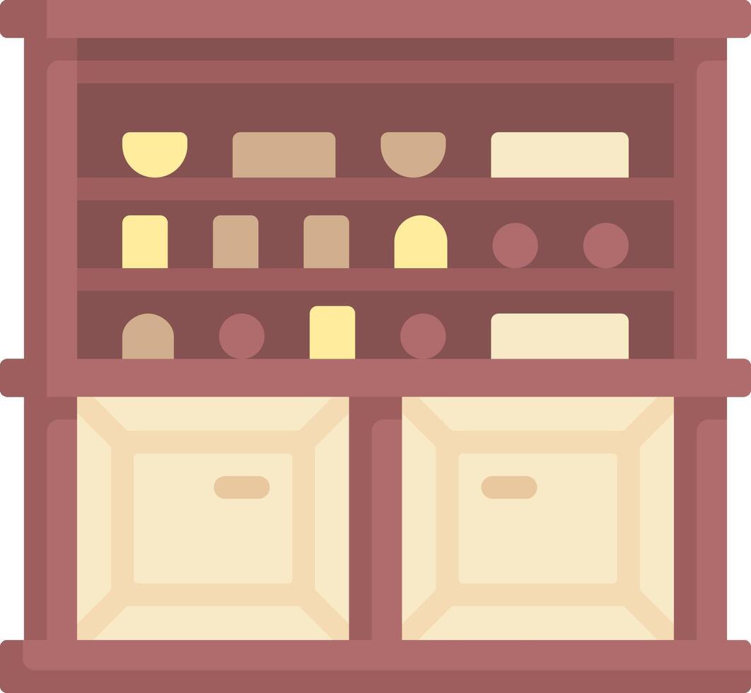 A cabinet with shelves and a door vector