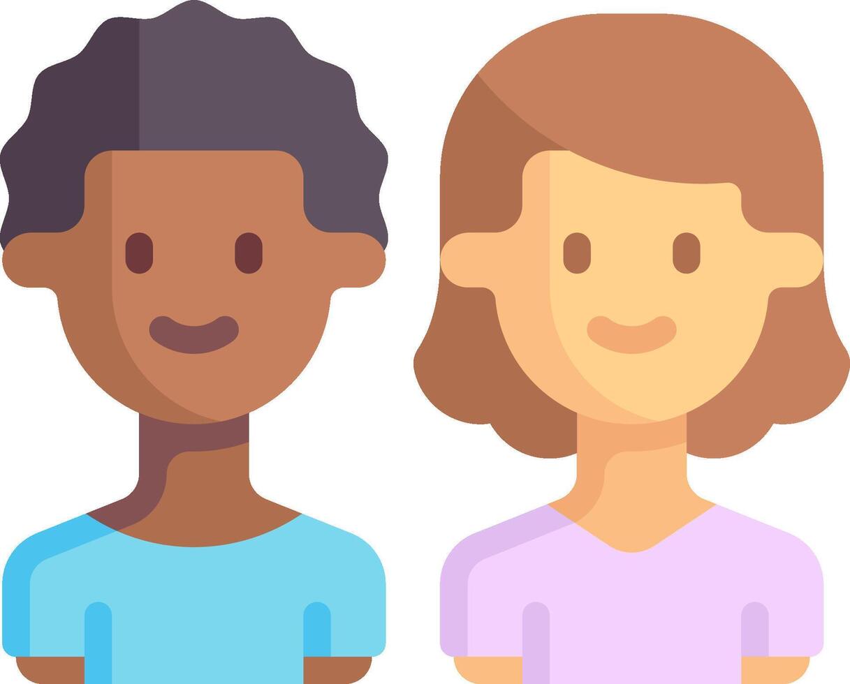 Two people with different skin tones are shown vector