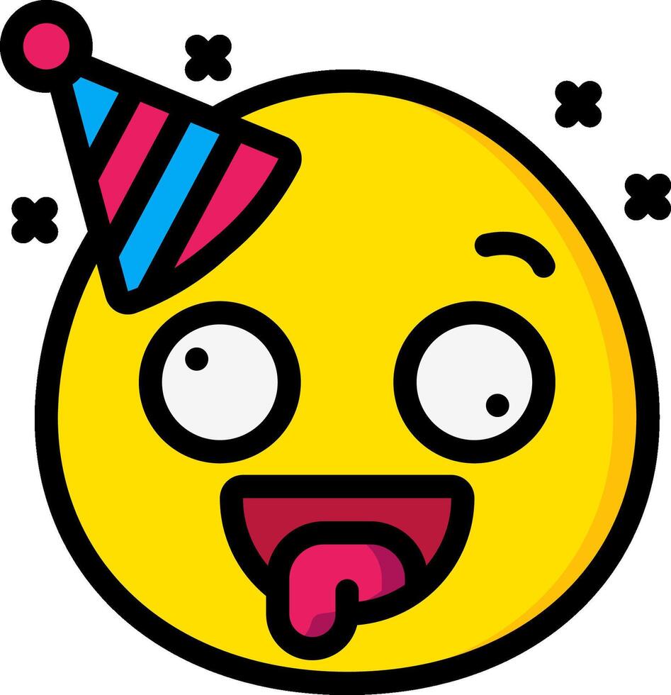 A cartoon yellow emoticion with a party hat vector