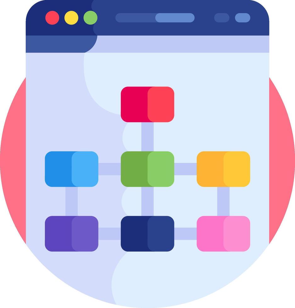 A flat icon of a web page with a colorful grid vector