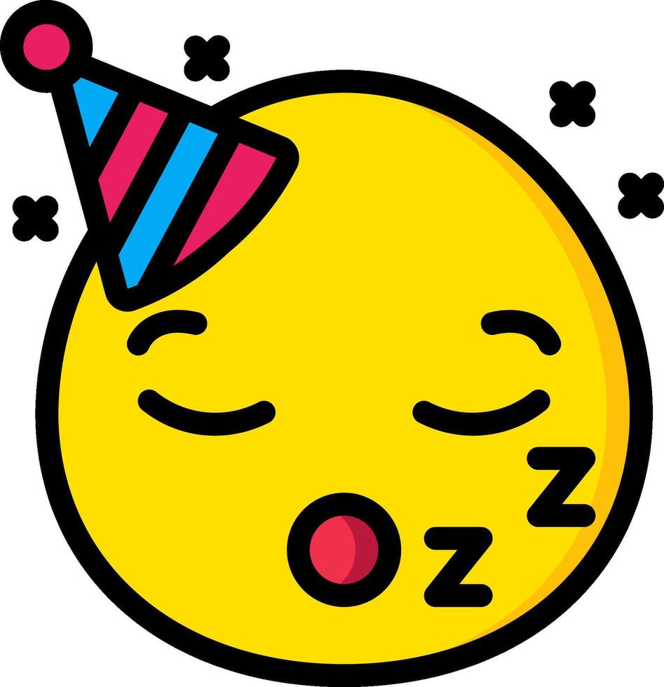 A cartoon yellow emoticion with a party hat on vector