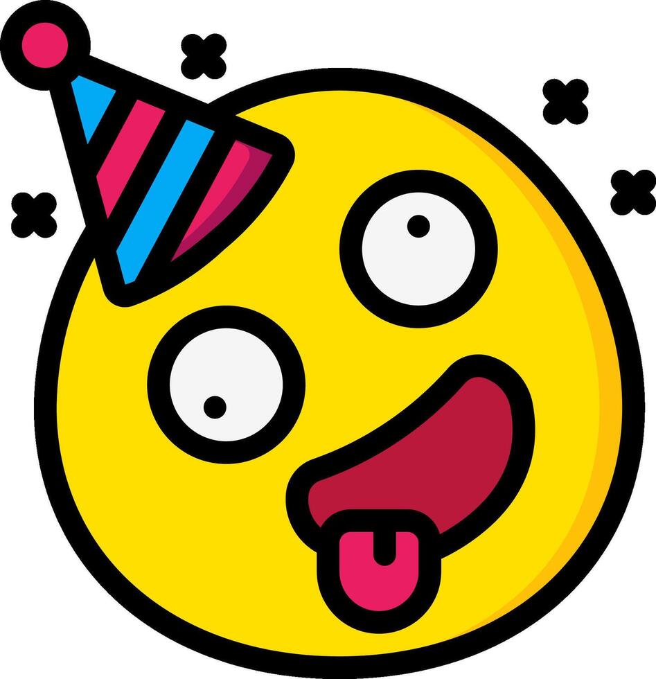 A cartoon yellow emoticion with a party hat vector