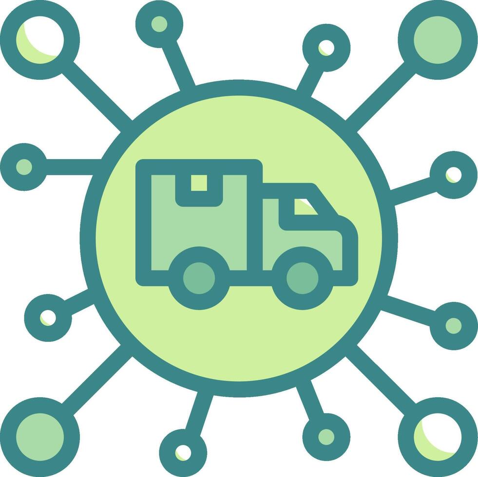 A truck is surrounded by circles and connected dots vector