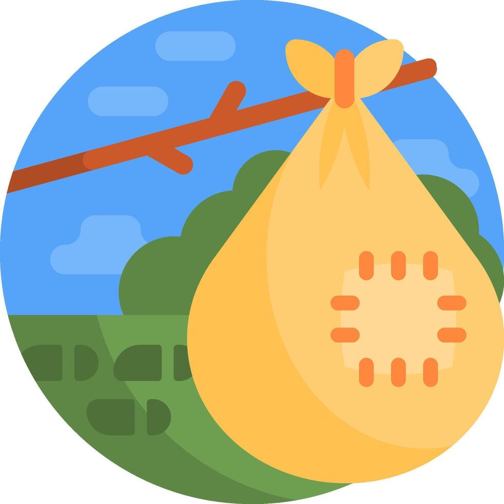 A bag hanging from a tree branch with a tree in the background vector