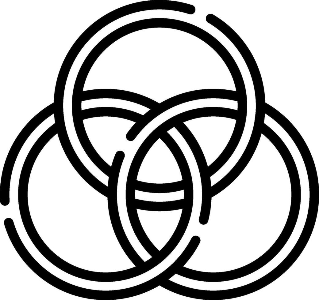 A black and white image of three interlocking circles vector