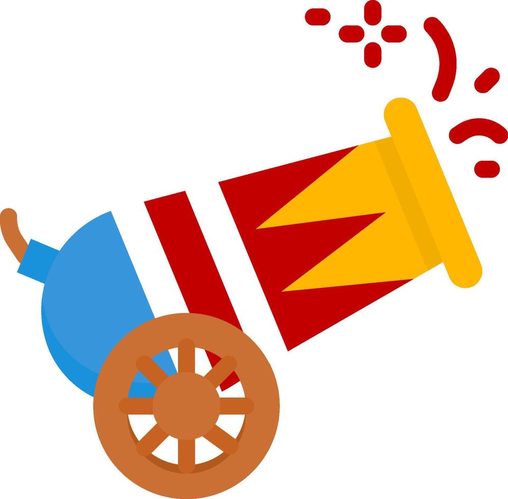 A cartoon cannon with a red, blue and yellow flag vector