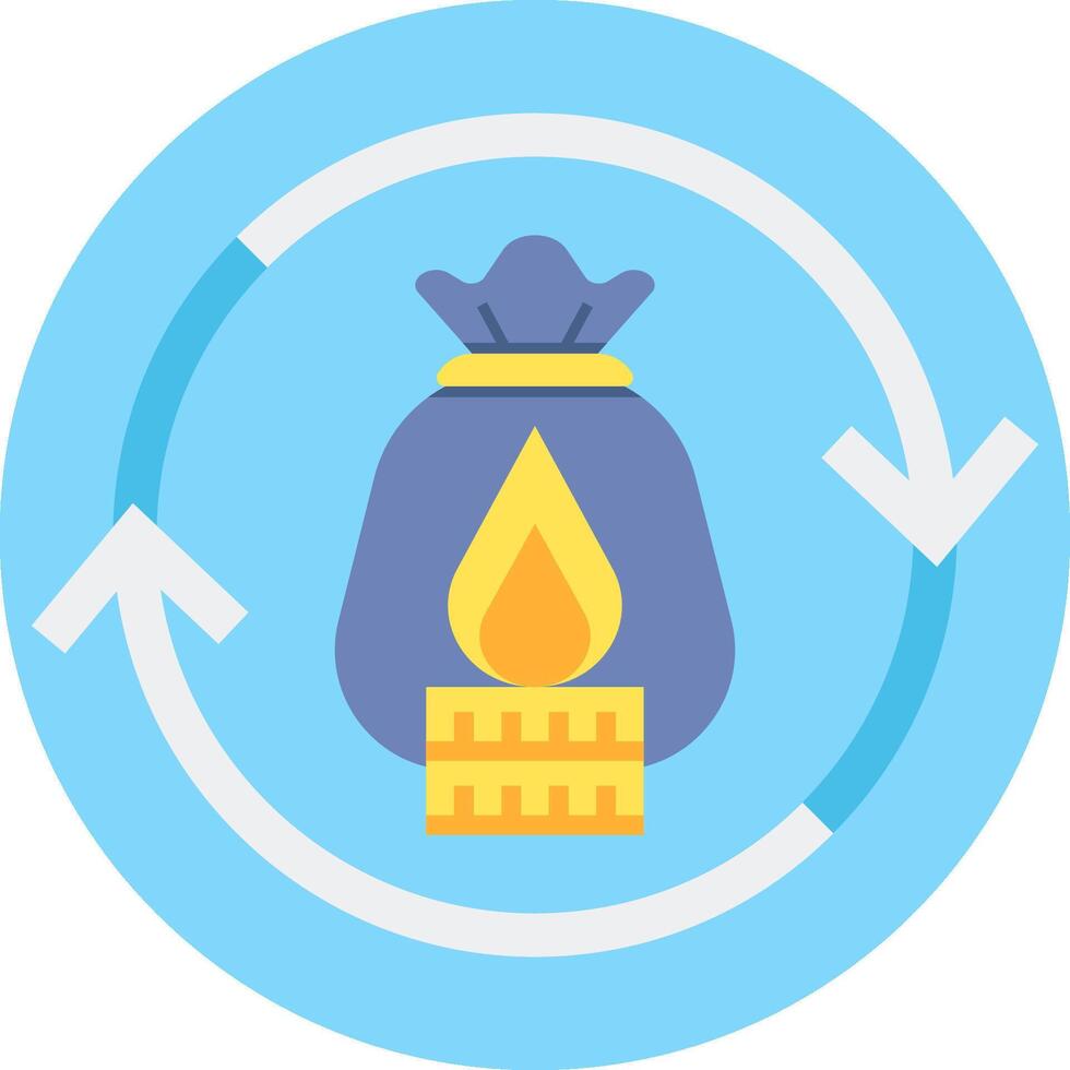 A blue circle with a yellow candle and an arrow pointing to it vector