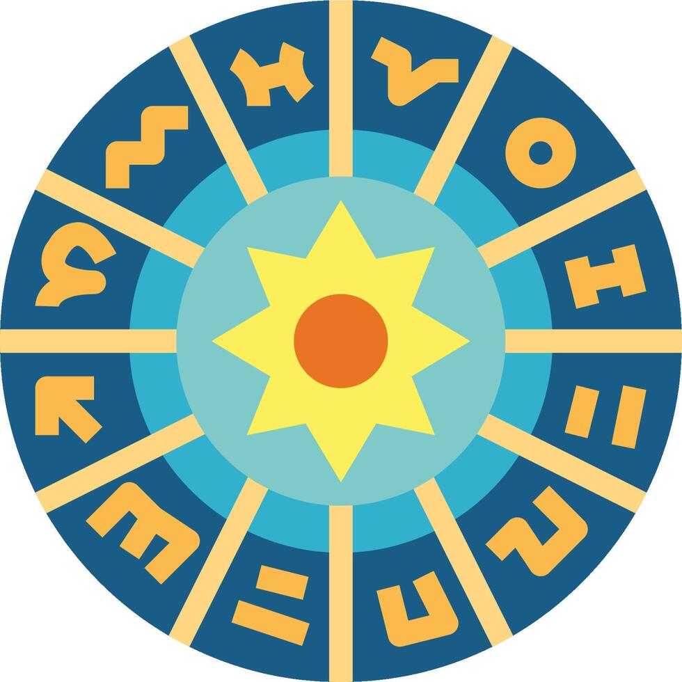 The sun is in the center of the zodiac wheel vector
