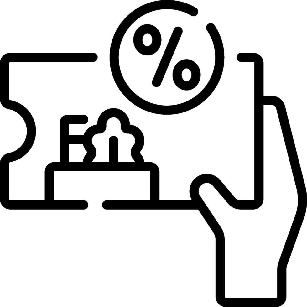 A hand holding a coupon with a percentage sign vector
