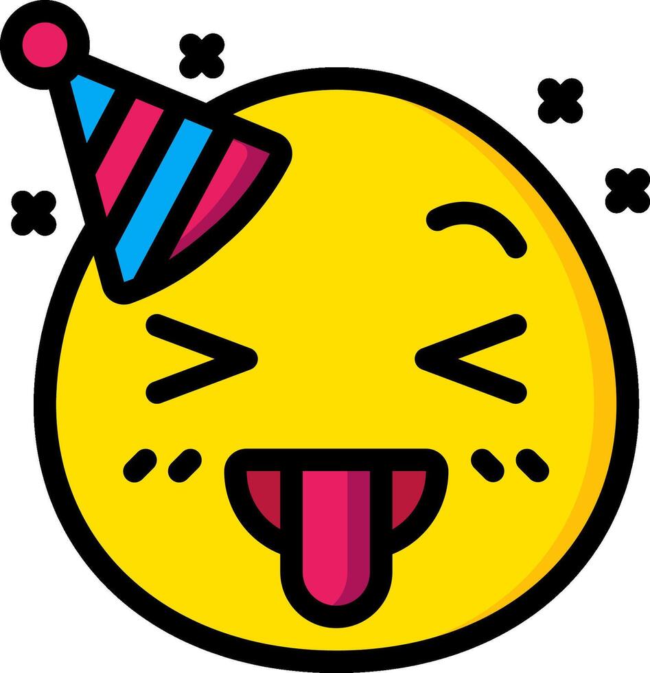 A cartoon smiley face with a party hat on vector