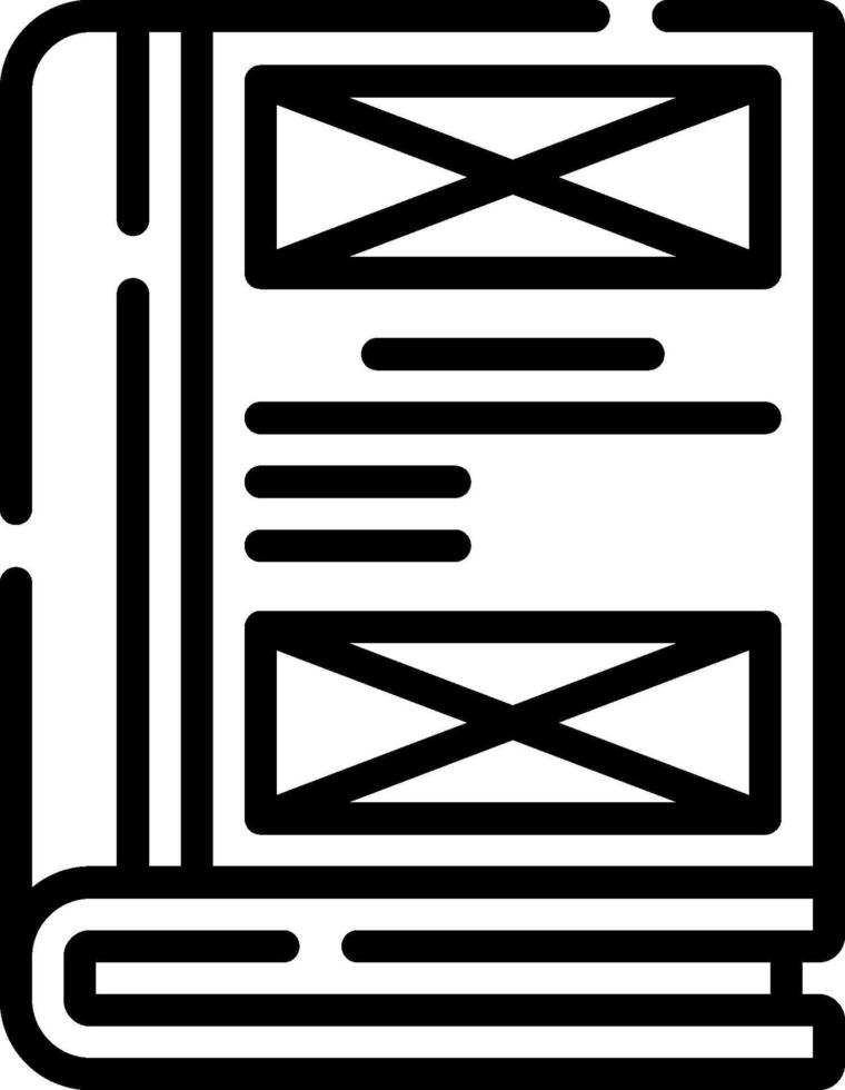 A black and white icon of a book vector