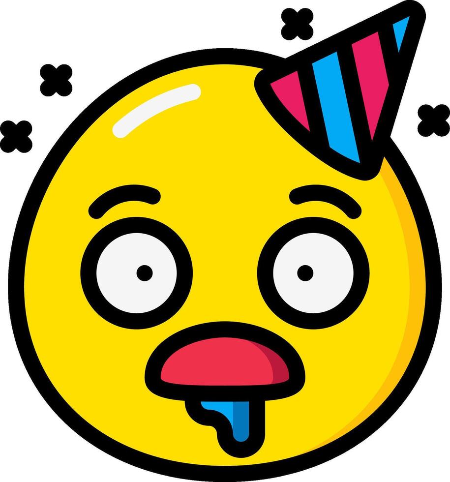 A cartoon emoticion with a party hat on vector